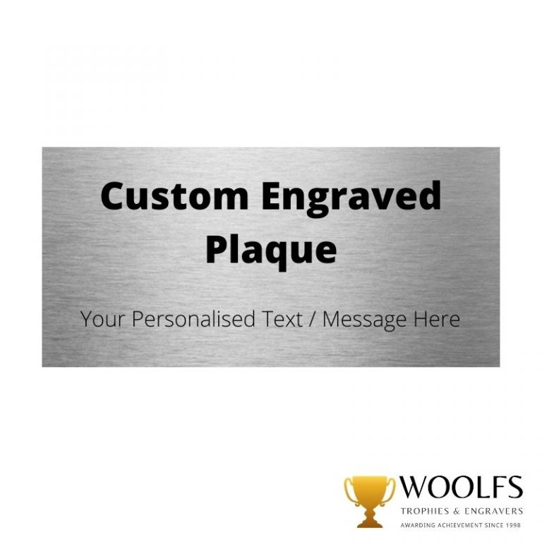 Engraved Plastic Plaque Woolf's Trophies And Engravers